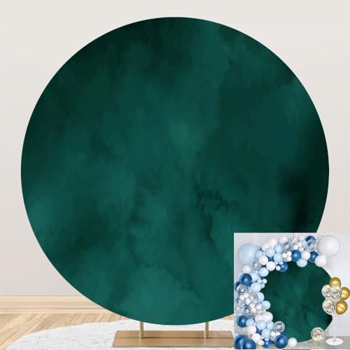 DORCEV Hunter Green Marble Texture Round Backdrop Cover 5x5ft Luxury Marble Happy Birthday Photography Background Kids Adults Birthday Wedding Party Circle Backdrop Cover Photo Booth Studio Props