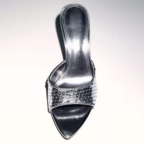 Image of YIYA Women's Open Pointed Peep Toe Mules Kitten Heels Stiletto High Heels Slide Sandals Summer Slip On Backless Dress Spring Summer Pumps Shoes