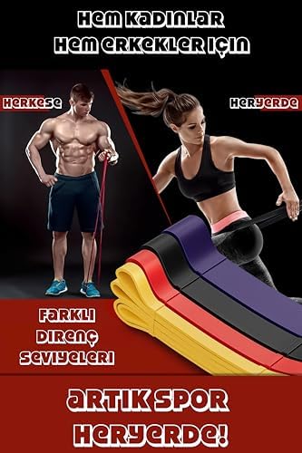 Direnç Bandı Kas Geliştirme Lastiği Fitness Pilates Cross Training Bant Yoga Push Up Barfiks Bandı (25 KG (SİYAH)) - Görsel 3