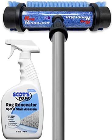 Cleanovation Rug Renovator, Carpet Scrubber and Cleaning Brush with 32 oz Foaming Carpet Shampoo, Remove Cat and Dog Pet Stains, Dirt Spots, and Wine Spills