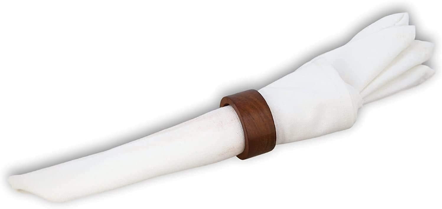 Divine Glance Handmade Wood Napkin Ring Set with 8 Napkin Rings - Artisan Crafted in India : Home & Kitchen