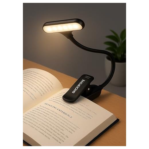 SHOPOPOYE Book Reading Light with Clip - Book Light for Night Reading- Book lamp Light- Study Table Night Reading Lamp for Bed Side Rechargeable USB LED with 3 Modes for Laptop,Kindle,Stand - (Black)