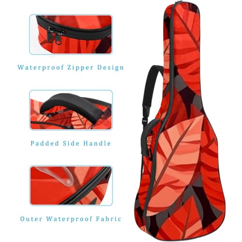 Housse guitare acoustique imperméable feuilles rouges protégeant des chocs