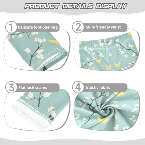 Leaves Green Butterflies Girls Leggings Athletic Pants Tights Stretch Bottom3