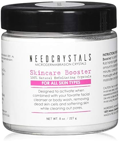 NeedCrystals Microdermabrasion Crystals 8 oz. / 227g. DIY Face Scrub. Natural Facial Exfoliator for Dull or Dry Skin Improves Acne Scars, Blackheads, Pore Size, Wrinkles, Blemishes & Skin Texture
