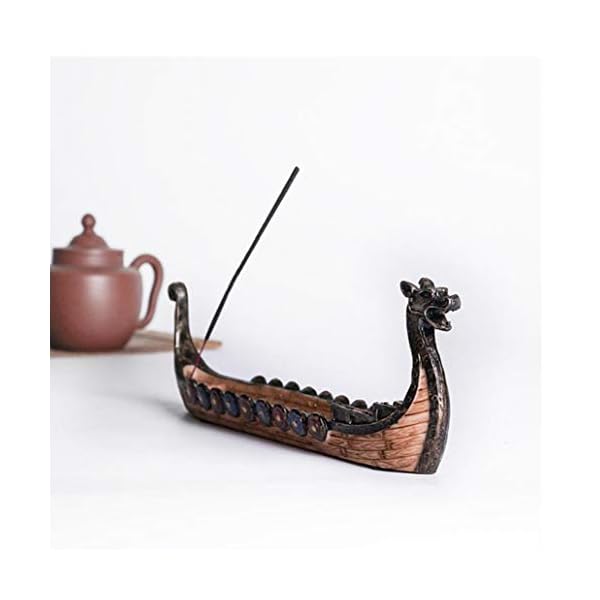 DierCosy Räucherstäbchen Burner Halter Drachenboot-Verzierung Retro Schiffe Censer Handwerk Holz Handgemachtes modernes… – Bild 8