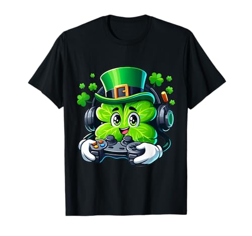 St. Patrick's Day Lucky Shamrock Gamer Video Irish Boys Kids T-Shirt
