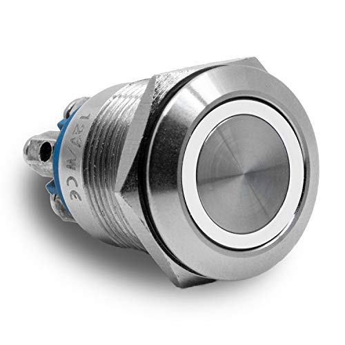 Preisvergleich Produktbild LED Taster mit Schraubkontakten (Weiß) Bohrung 19 mm Klingeltaster Klingelplatte Klingel Klingelschild