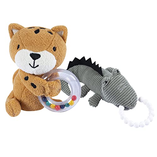 Image of Gerber Baby 2-Pack Rattle Toy & Teether Set, Cheetah and Croc, One Size