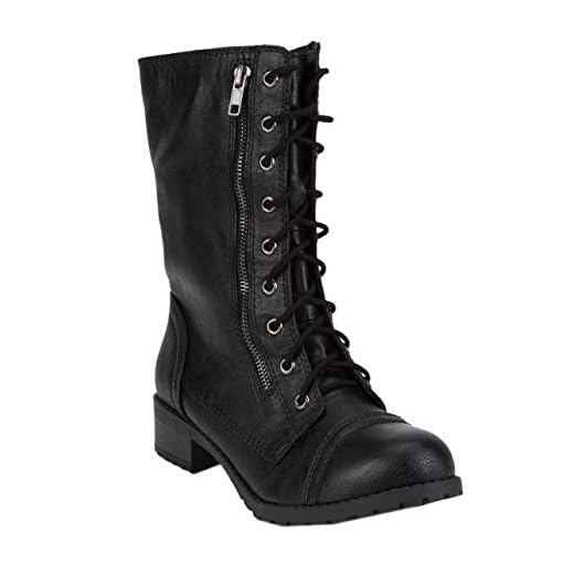 Soda Dome Mid Calf Height Women's Military / Combat Boots, Black, 8