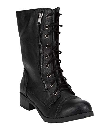 Soda Topshoe Dome Mid Calf Height Women's Military Combat Boots