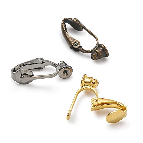 Kissitty 36Pcs/Box 6 Colors Brass Stud To Clip On Earring Converter 19X6Mm For Non-Pierced Ears #TOP1