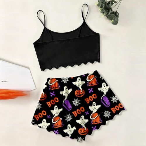FAEXUM Halloween Pajamas Women Sets 2 Piece Cute Ghost Pumpkin Print Sets - image 3