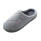 Fullwei Slippers for Women,Unisex Comfy House Slipper Winter Men Close Toe Slip On Slippers Soft Home Clog Warm Cozy Slide for Women Men Travel Bedroom Indoor (Gray, 12)