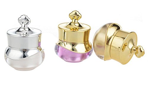 3PCS 5ML 5G (White+Gold+Purple) Empty Acrylic Crystal Crown Refillable Cosmetic Face Cream Jar Pot Bottle Container With Metal Cap