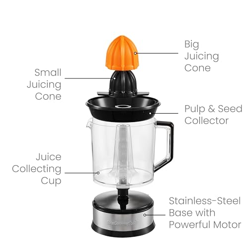 image for Elite Gourmet ETS047 BPA-Free 40-Watt Electric Citrus Juicer with 2 Co