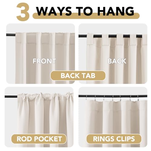 Image of H.VERSAILTEX Blackout Curtains Thermal Insulated Window Treatment Panels Room Darkening Blackout Drapes for Living Room Back Tab /Rod Pocket Bedroom Draperies (2 Panels, Natural, 52 x 54 Inch)