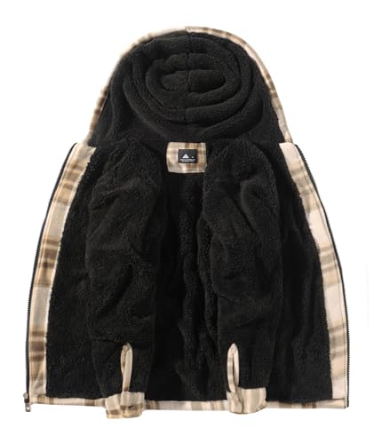Image of V VALANCH Boys Flannel Jacket Hooded Fleece Lined Zip-up Hoodies Plaid Coat for Kids