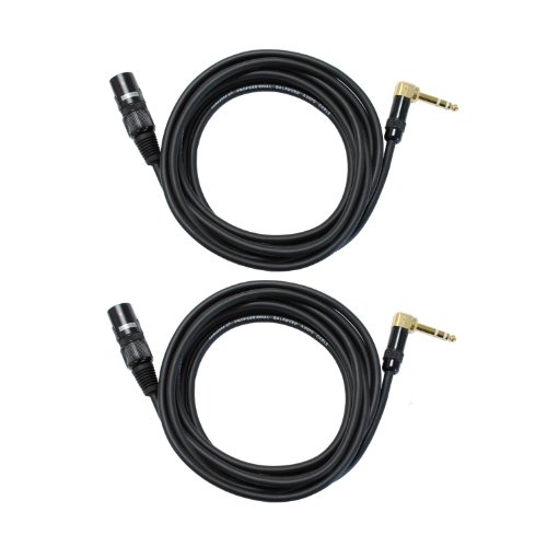 Audio2000 s C14012P2 12 Ft 1 4 TRS Right Angle to XLR Male Cable (2 Pack)