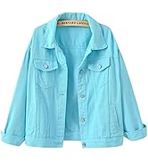 ebossy Women's Candy Color Denim Jacket Relaxed Fit Casual Jean Trucker Jacket