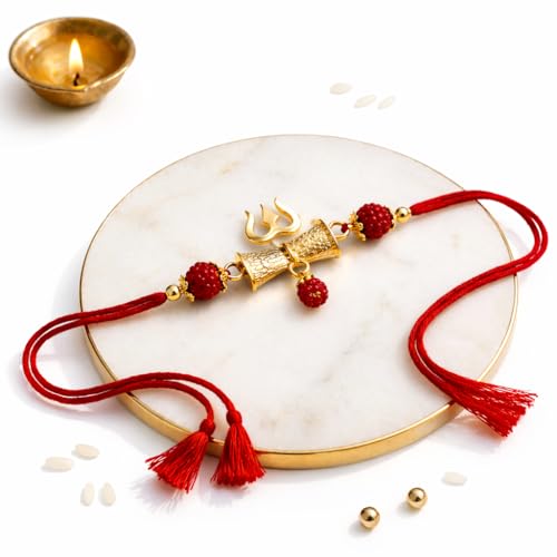 Image of JAIPUR ACE Rakhi Hamper With Chocolate Celebration Box Combo Pack, Rakshabandhan Gift Hamper For Brother With Roli Kumkum & Greeting Card (Trishul + Cele)
