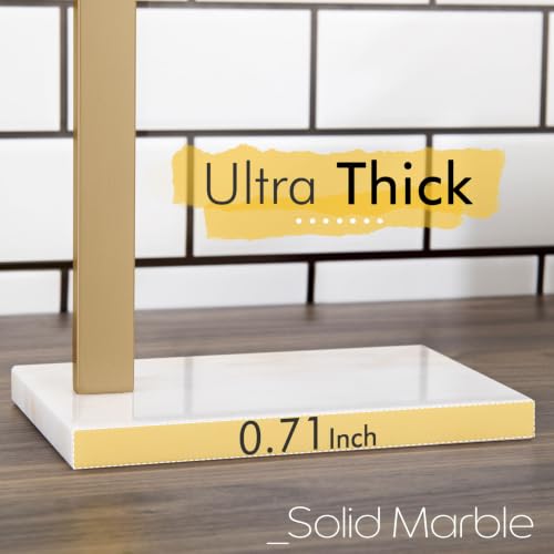 Image of KOKOSIRI Hand Towel Rack Free Stand Towel Holder with Steady Marble Base for Bathroom Vanity Countertop, Champagne Bronze Stainless Steel 15.7'' Height THS0006-CPG