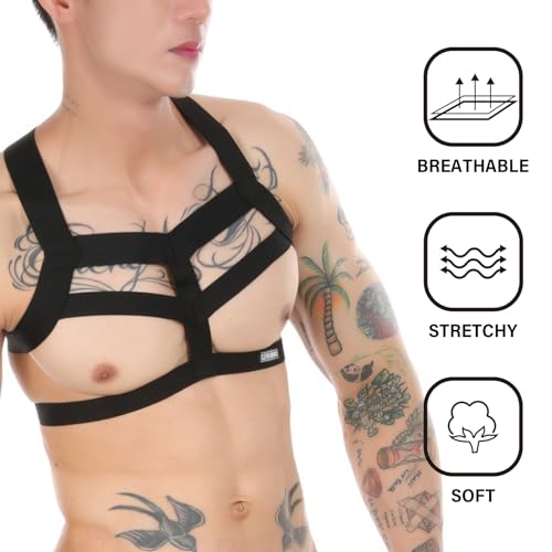 Image of Mens Harness Belt Nylon Elastic Body Shoulder Strap Sexy Halter Club Wear Cosplay Costume
