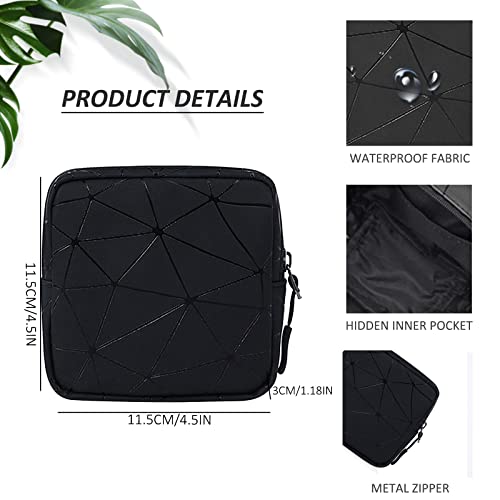 Sanitary Napkin Storage Bag With Zipper,Portable Leather Waterproof Menstrual Cup Pouch Sanitary Napkin Pads Storage Bags,Feminine First Period Bag For Teen Girls Women (Black) #TOP1