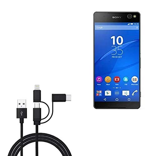 Cabo Sony Xperia C5 Ultra, BoxWave [Cabo AllCharge 3 em 1] para Sony Xperia C5 Ultra - Preto
