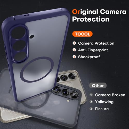 Image of TOCOL Magnetic for Samsung Galaxy S25 Case, Upgraded Full Camera Protection, Compatible with Magsafe, Drop Protection Slime Clear Back Cover for Samsung Galaxy S25 6.2-Inch (Midnight Purple)