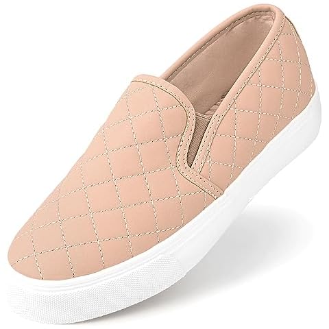 JENN ARDOR Women's Slip On Sneakers Fashion Flats Shoes Comfortable Casual Shoes for Walking Pink Cover