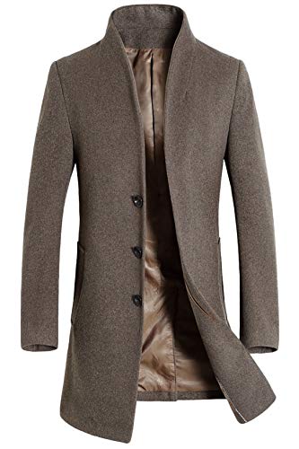 Image of chouyatou Men's Mid-Length Single Breasted Wool Blend Top Coat