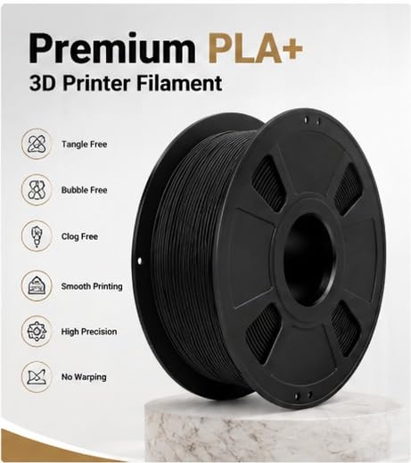 Image of PLA 3D Printer Filament 1.75mm, 1kg Spool (2.2 lbs) - UV /Heat /Weather Resistant, Strong Layer Bonding, Smooth Printing, Low Odor, Outdoor Functional Prototypes, FDM Compatible (Black, 200 Gram)