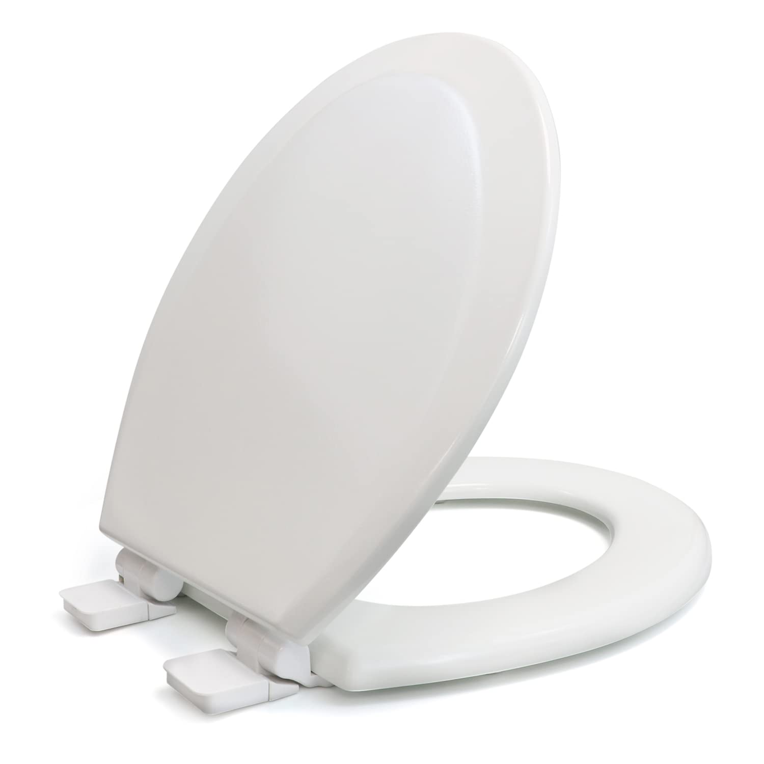 Highcraft W4TSWR Molded Wood Toilet Seat Slow Close ? Easy Remove ? Adjustable Hinge, Round, White