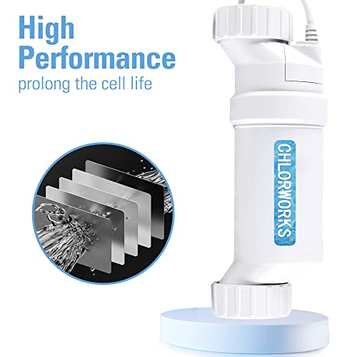Chlorworks Salt Cell For Pool Model Cwh15B - Compatible With Hayward Salt Cell Model T-Cell-15, Up To 40,000 Gallon, Eco Friendly, 2-Year Limited Usa Warranty #TOP2