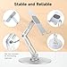 Xiaoshuang Foldable Swivel Phone Stand for Desk with Adjustable Height up to 6.7inch/17cm Sturdy 360° Rotating Desktop Holder for 4-12.9 Inch Cell Phones/Tablets, Aluminum Alloy/Carbon Steel Base