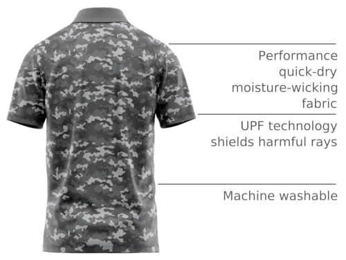 Image of Patriotic USA Golf Polo Shirt - Men's Performance Short Sleeve Moisture Quick Dry Fit Athletic Veteran UPF Stretch Casual Fun