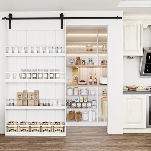 WIN STELLAR Sliding Barn Doors -Four Levels Bookshelf...