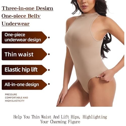 Vêtement modelant contrôle du ventre body string côtelé sans couture - 2