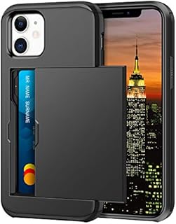 Coolden Compatible with iPhone 12 Case Shockproof Case iPhone 12 Wallet Case Protective Case Rubber Bumper Phone Case Card Holder Slot Wallet Case Cover Compatible with iPhone 12/12 Pro (Black)