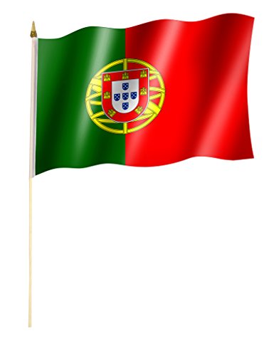 Stockflagge/Stockfahne PORTUGAL Flagge/Fahne ca. 30 x 45 cm mit ca. 60cm Stab/Stock
