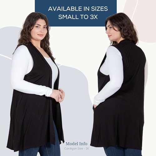 Azules Sleeveless Long Cardigans for Women with Side Pockets - Summer Vest Open Front Light Women's Cardigan Dressy Blazer3