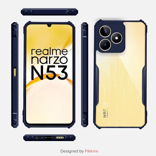 Image of Outlouders Back Cover for Realme Narzo N53 / Realme C53 | Ultra Hybrid Transparent | Full Camera Protection | Raised Edge | Crystal Clear Bumper Case (Blue)