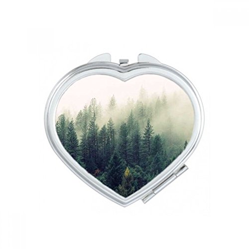 Miroir compact de poche cœur avec design de paysage forestier unique - 2