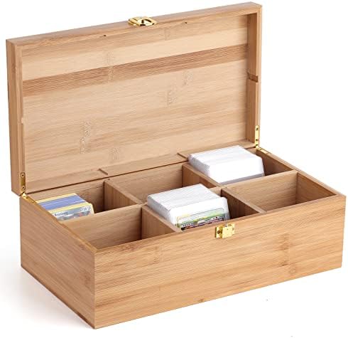 Arkeiliy 1200+ Trading Card Deck Box for Pokemon Cards, Card Game Storage Box with 50 Card Sleeves, Wooden Collectible Trading Card Storage Holder Fit for Magic Commander TCG Cards (Large)