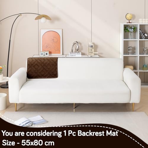 Image of HOKIPO 'Velvet Maze' Premium Sofa Backrest Cover Mat 55x80 cm with Anti-Slip Backing | 1 Pc - Dark Brown (AR-6279-DBR)