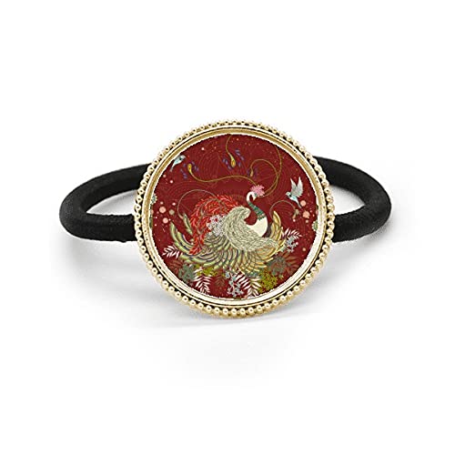 Coletero de metal plateado con diseño Ukiyo-e de pájaro y flores para mujer