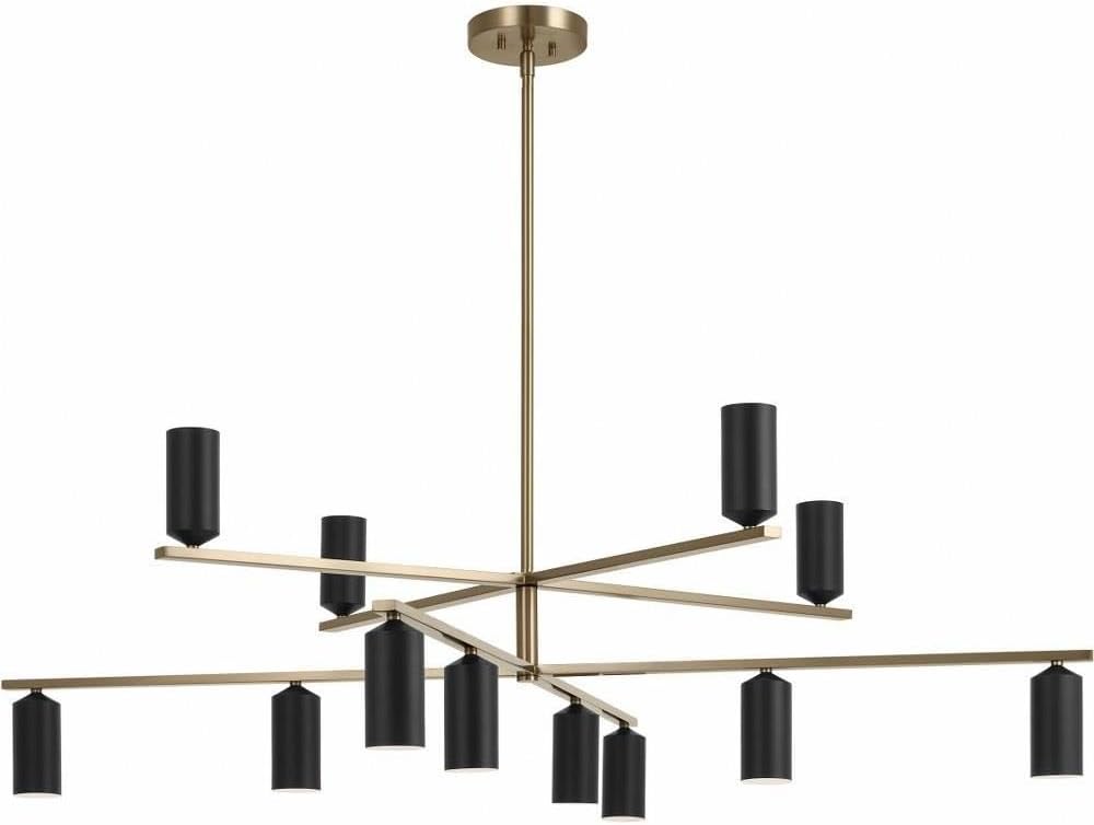 Kichler Gala 36 Inch 8 Light Chandelier in Champagne Bronze with White