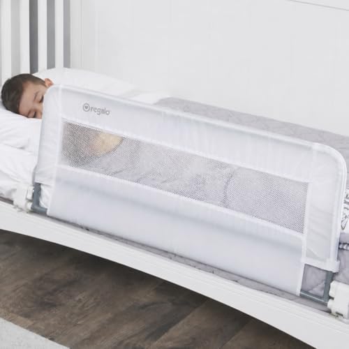 Regalo Safety Swing Down Crib Rail for Toddlers, 33" Baby Bed Rail Guard with Reinforced Anchor Safety System, Convertible Crib Bed Rail, White