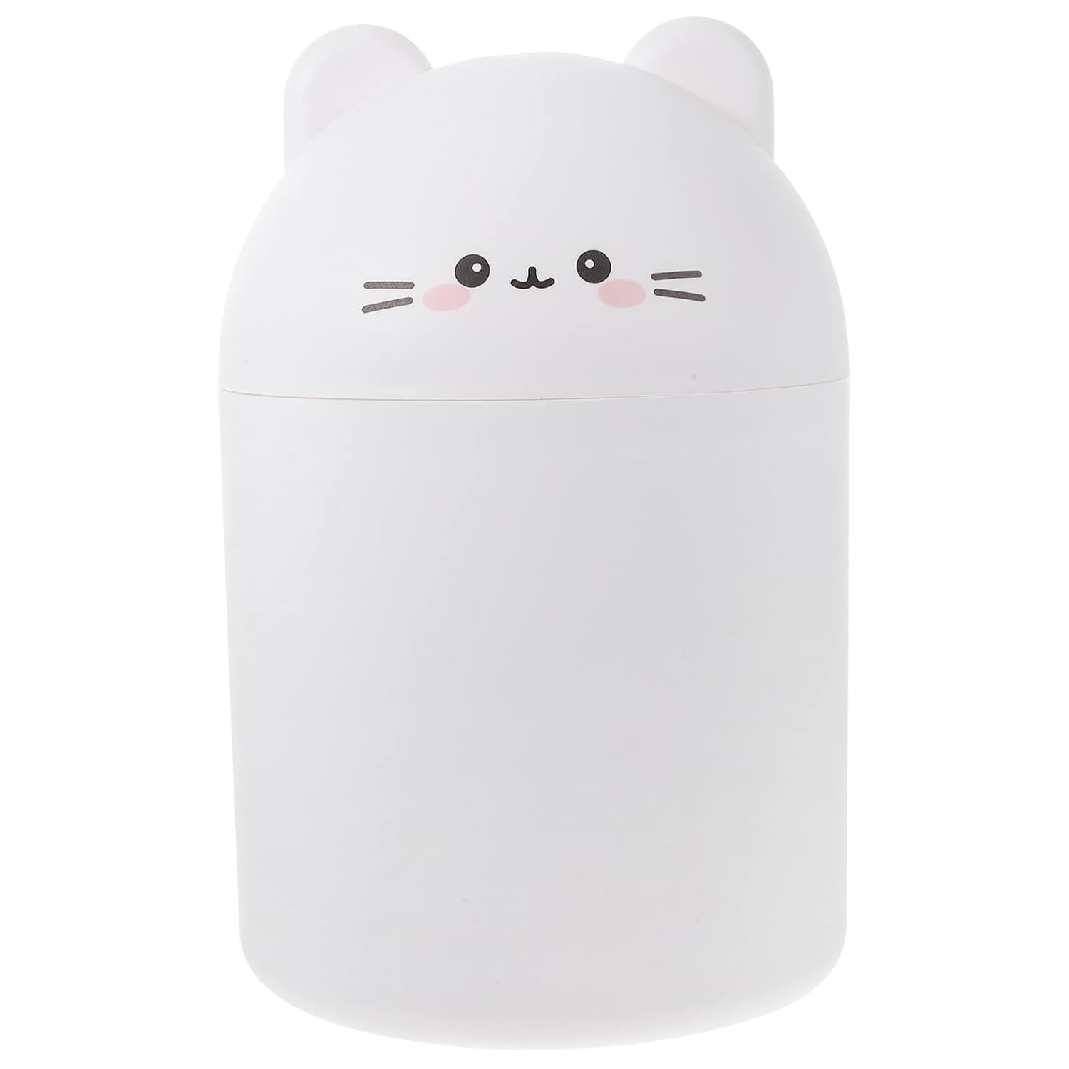 Ipetboom Kids Trash Can Cartoon Bear Mini Desk Trash Can Decorative Wastebasket Animal Garbage Container Bin Storage Bucket for Bedroom Bathroom Kitchen Coffee Table White